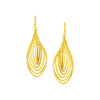 14k Yellow Gold Post Earrings with Polished Wire Dangles